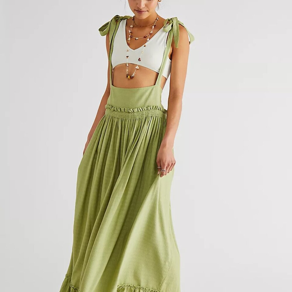 NWT Free People Gretchen Convertible Pinafore Maxi Dress in Luna Moth - Size S - Picture 3 of 7